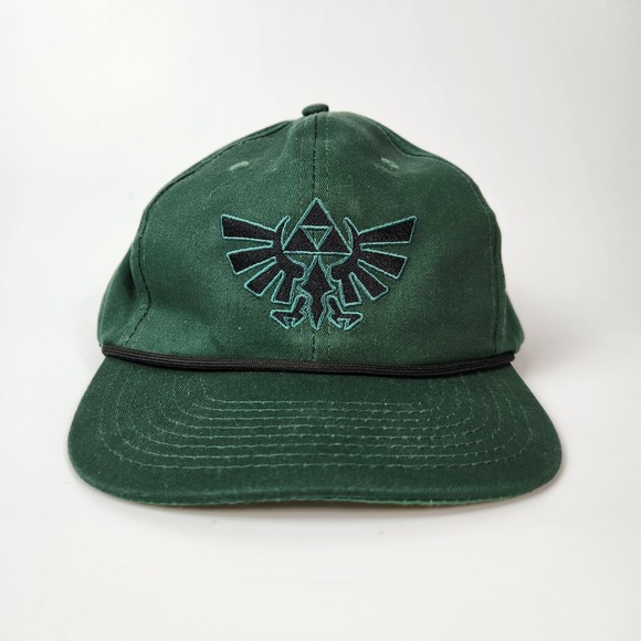 Legend of Zelda Tears Kingdom Green Snapback Hat Triforce Emblem Embroidered - Picture 2 of 6